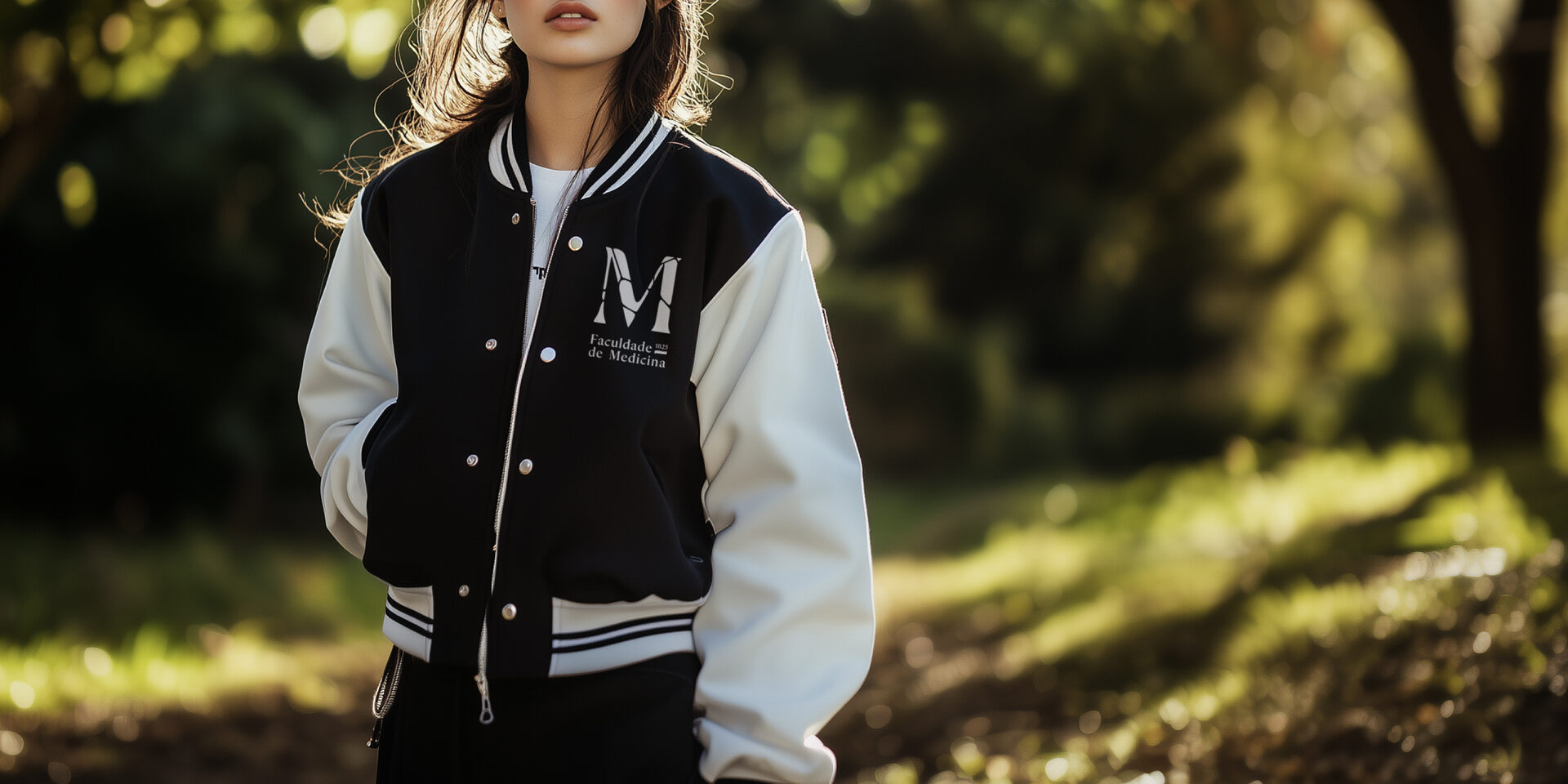 Student in an FMUL varsity jacket