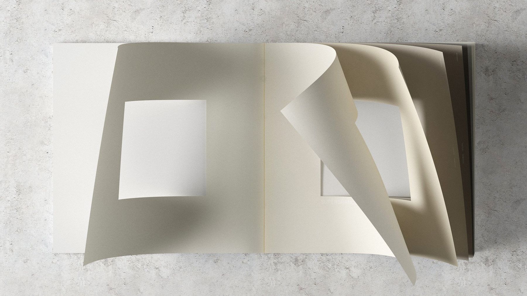 Open Cromática book with die-cut pages