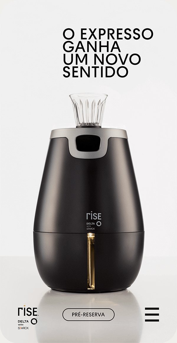 RISE landing page on mobile: the espresso gains a new meaning